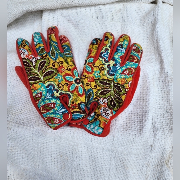 Vera Bradley patterned polar fleece ‎ gloves S/M - Picture 1 of 7